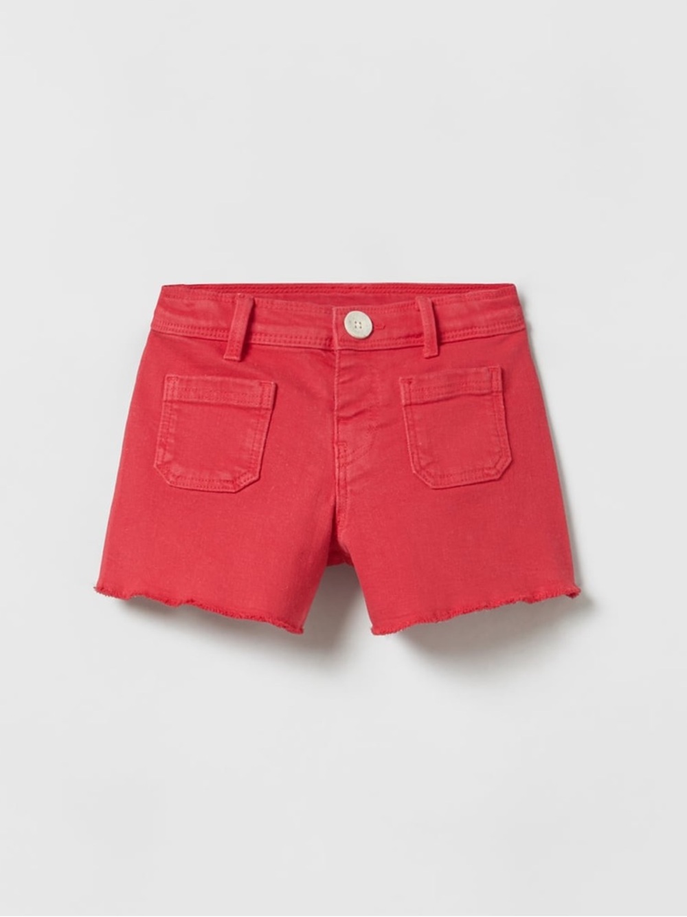 Zara Baby Red High-Waist Denim Cutoff Shorts
